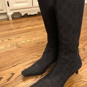 Black and brown monogram canvas Gucci boots 8B